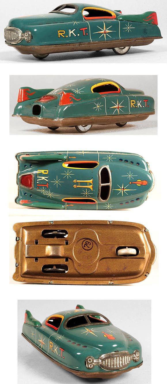 c.1950 Nikko Toy, Three Wheel R.K.T. (Rocket) Car